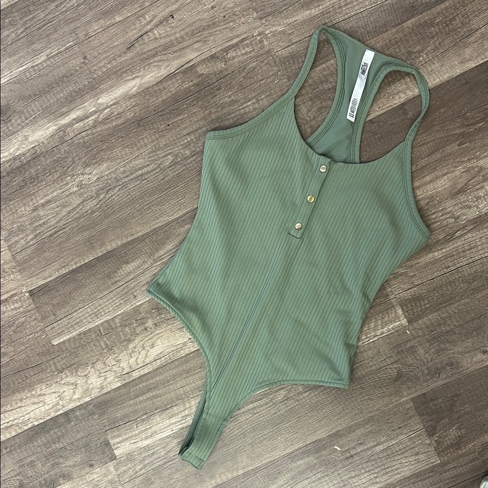 Sleek Olive Ribbed Bodysuit